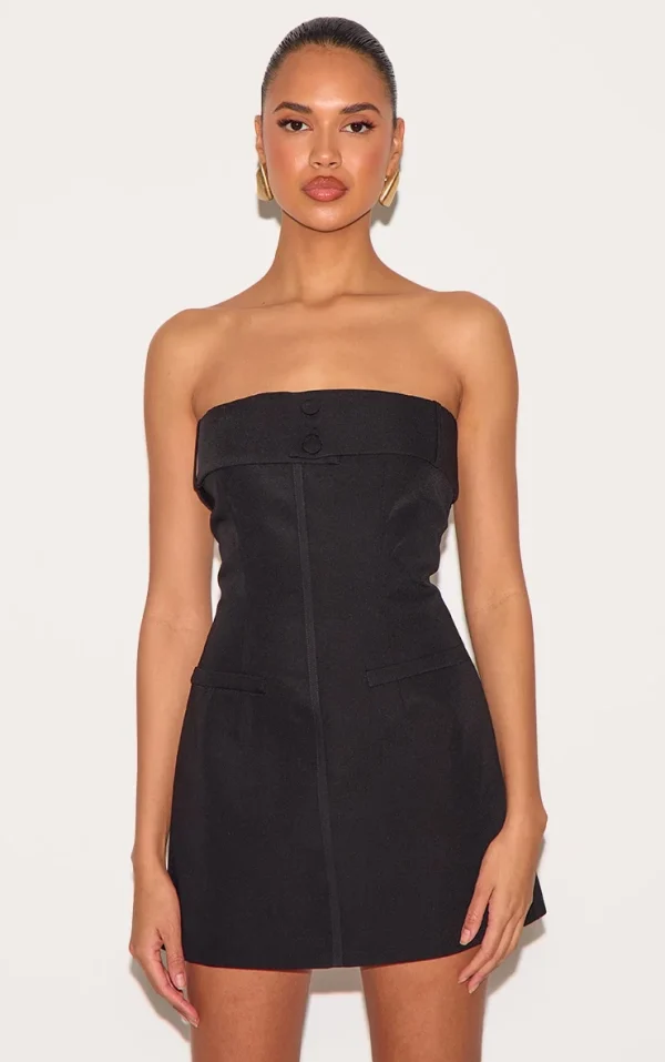 Black Woven Belt Detail Shift Dress