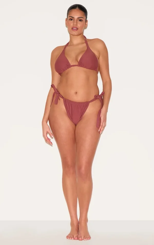 Plus Rust Basic Tanga Tie Side Bikini Bottom