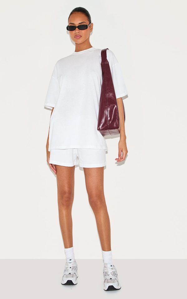 White Cotton Oversized Boxy Shorts