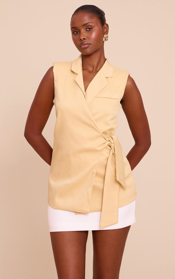 Butter Yellow Tie Waist Vest