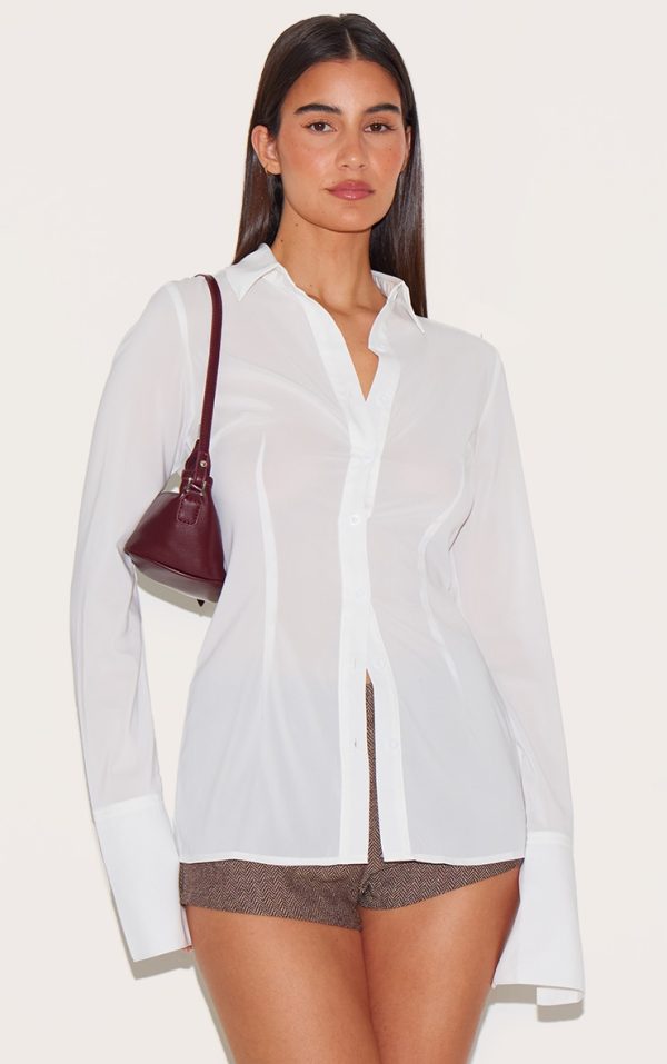 White Chiffon Fitted Shirt