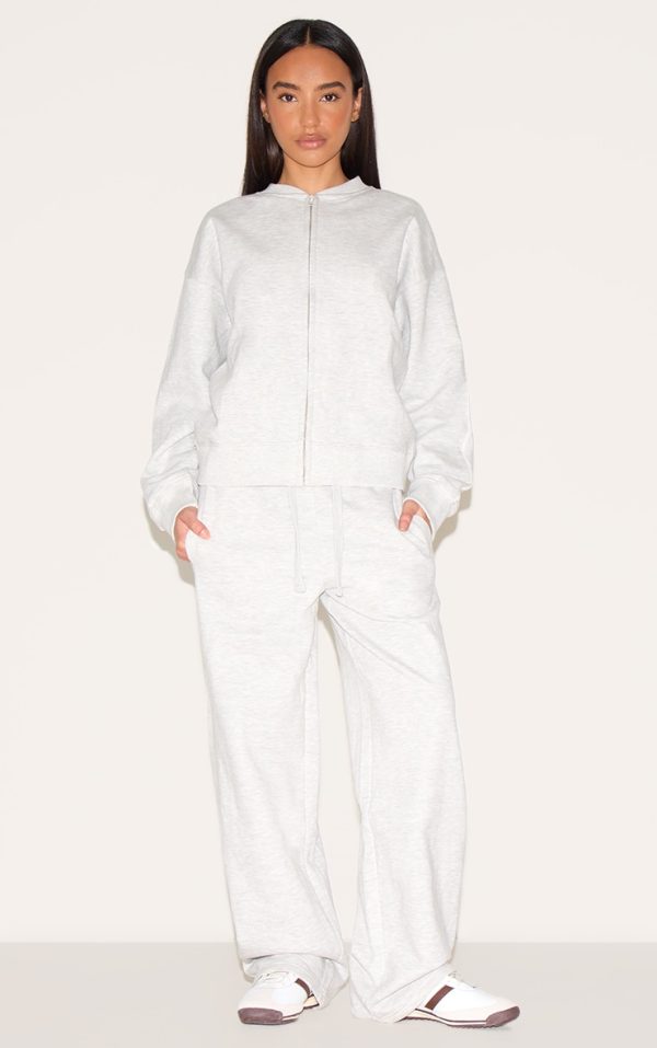 Petite Ash Grey Pocket Detail Wide Leg Sweatpants