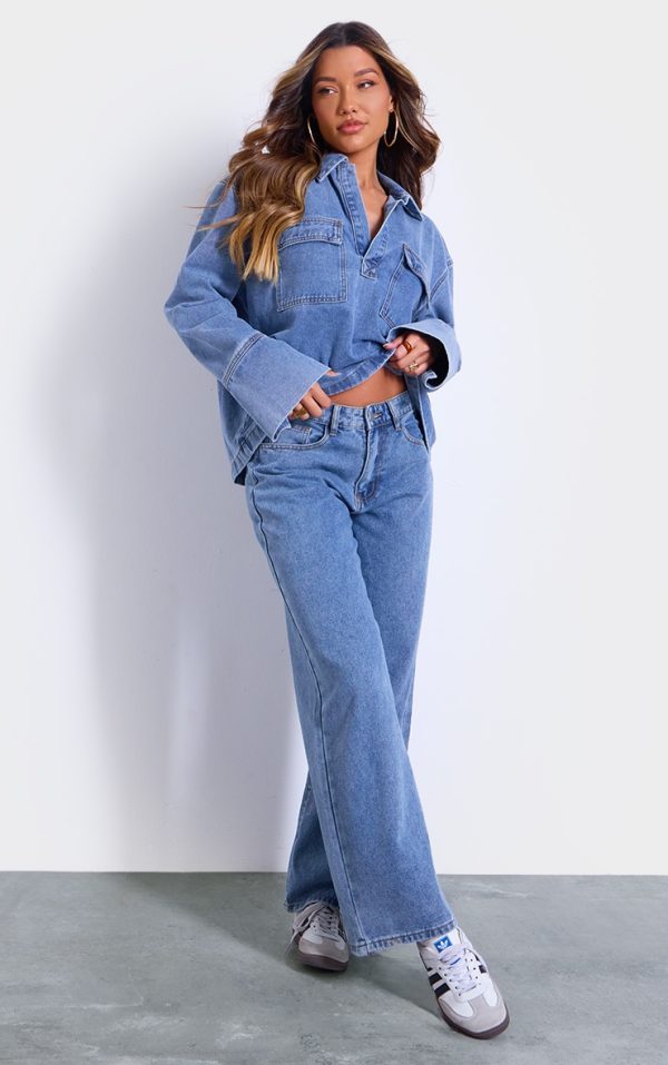 Vintage Blue High Waist Wide Leg Jeans