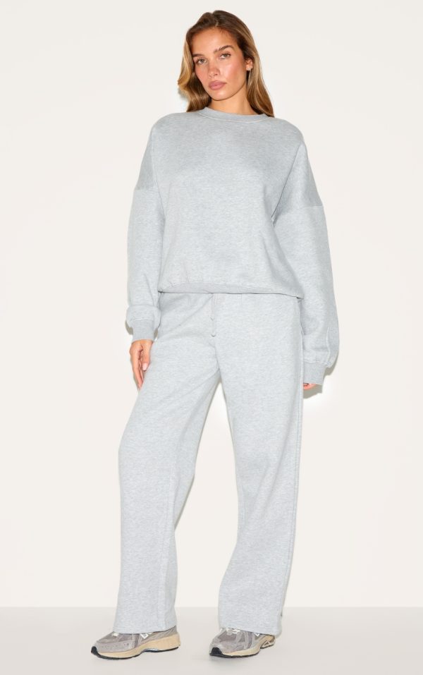 Ash Grey Oversized Sweatshirt Tracksuit Set