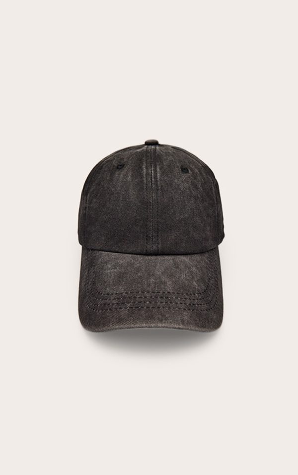 Black Washed Denim Cap