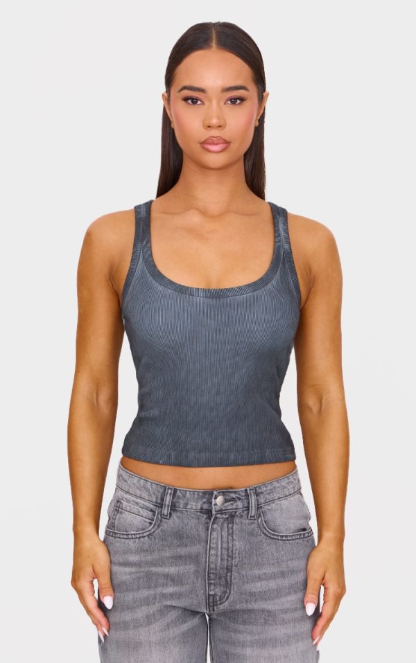 Washed Charcoal Premium Ribbed Vest