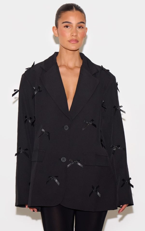 Black All Over Bow Blazer
