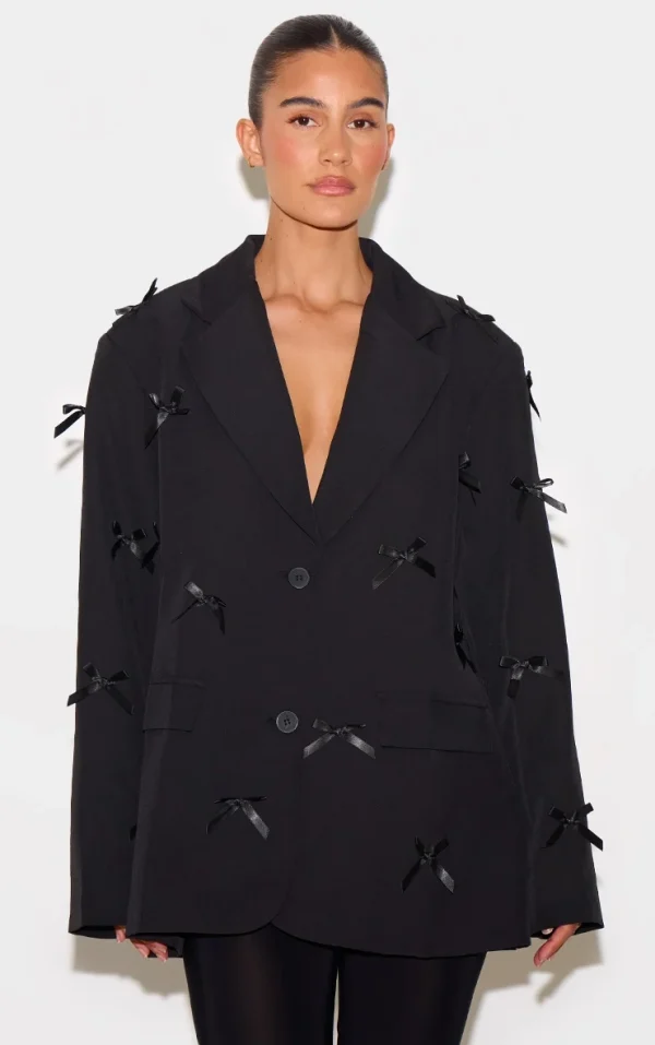 Black All Over Bow Blazer