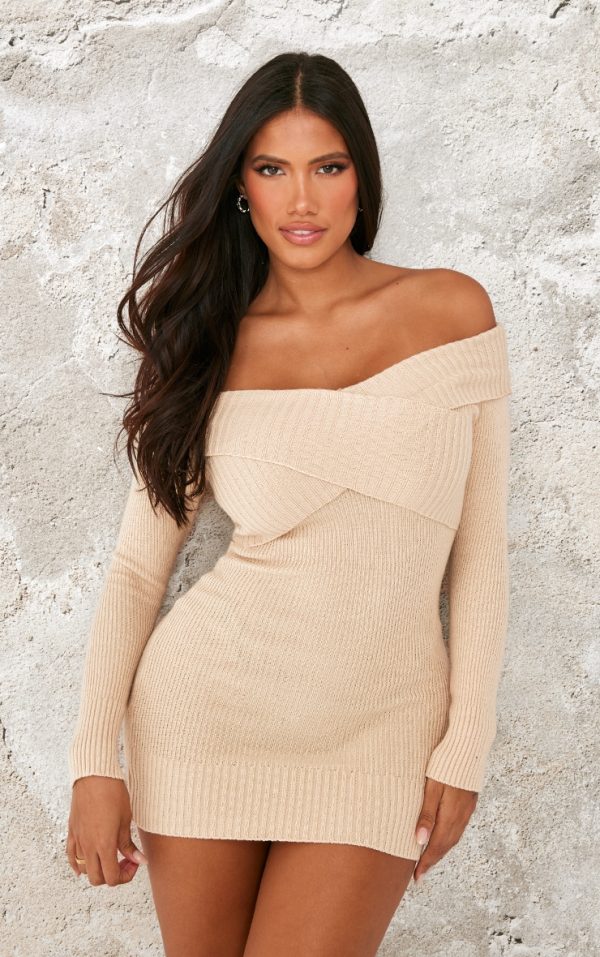Shape Stone Bardot Knitted Bodycon Dress