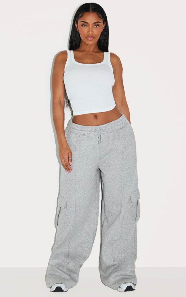 Shape Grey Marl Highwaisted Pintuck Cuffed Sweatpants
