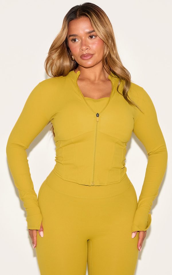 Shape Olive Active Zip Front Seam Detail Jacket