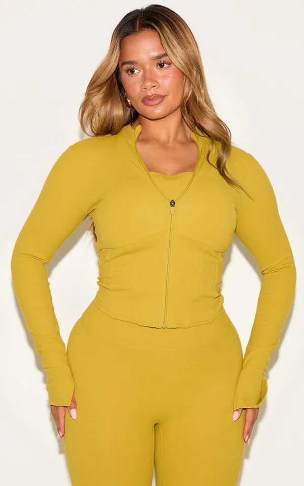 Shape Olive Active Zip Front Seam Detail Jacket
