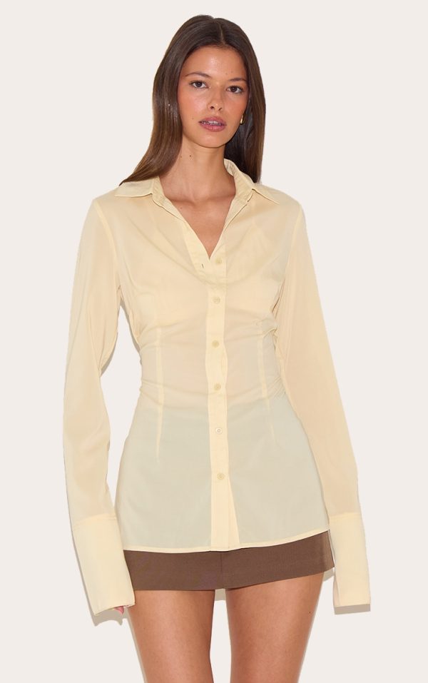 Butter Cream Chiffon Fitted Shirt