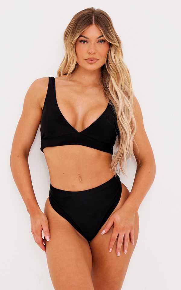 Black Plunge Mix & Match Bikini Top