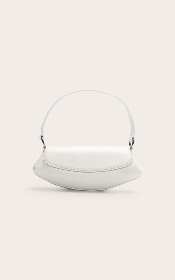 Off White Pu Slim Curved Shoulder Bag