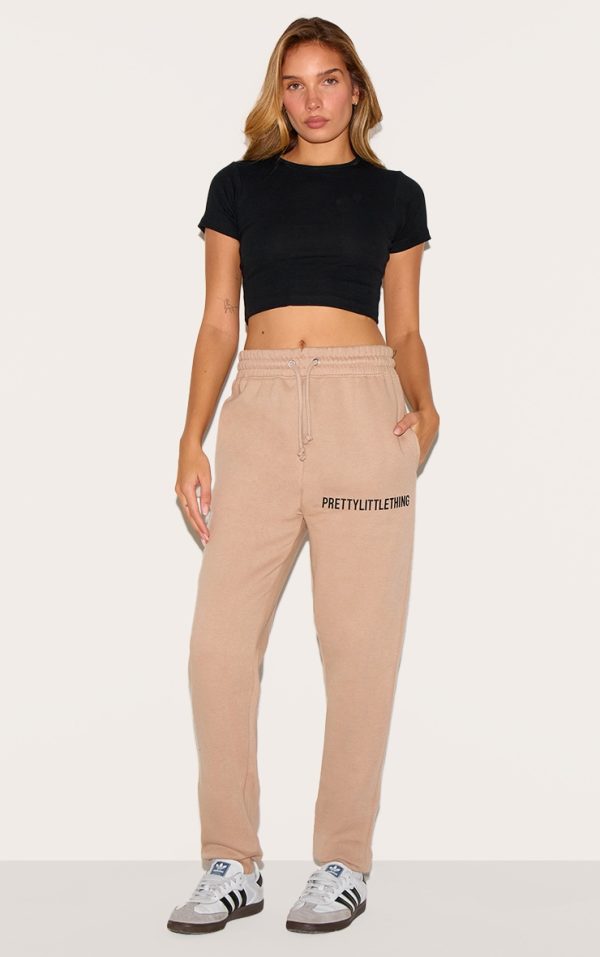 PRETTYLITTLETHING Mocha Cuffed High Waisted Sweatpants