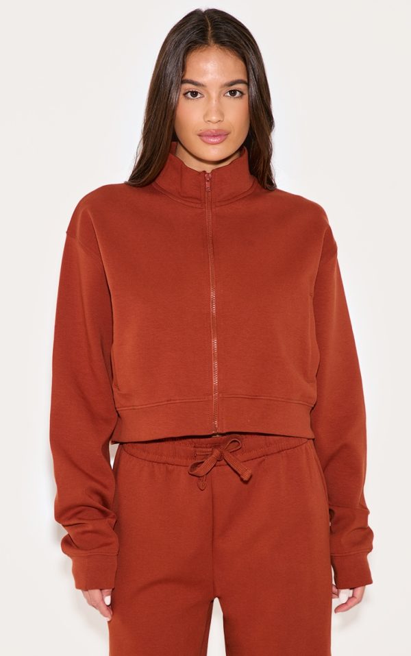 Ginger Premium Interlock Zip Through Boxy Sweatshirt