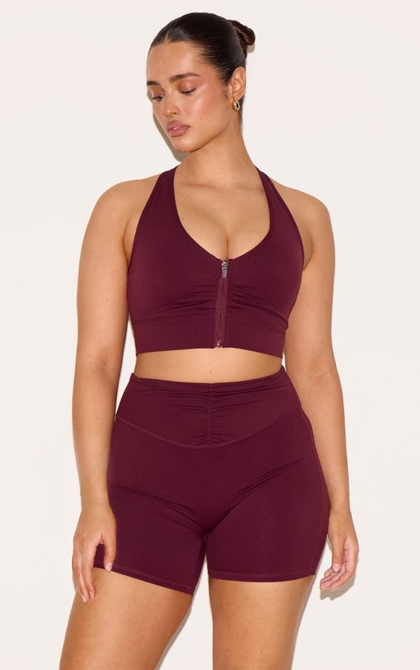 Shape Wine Active Ruched Zip Front Cupped Sports Bra