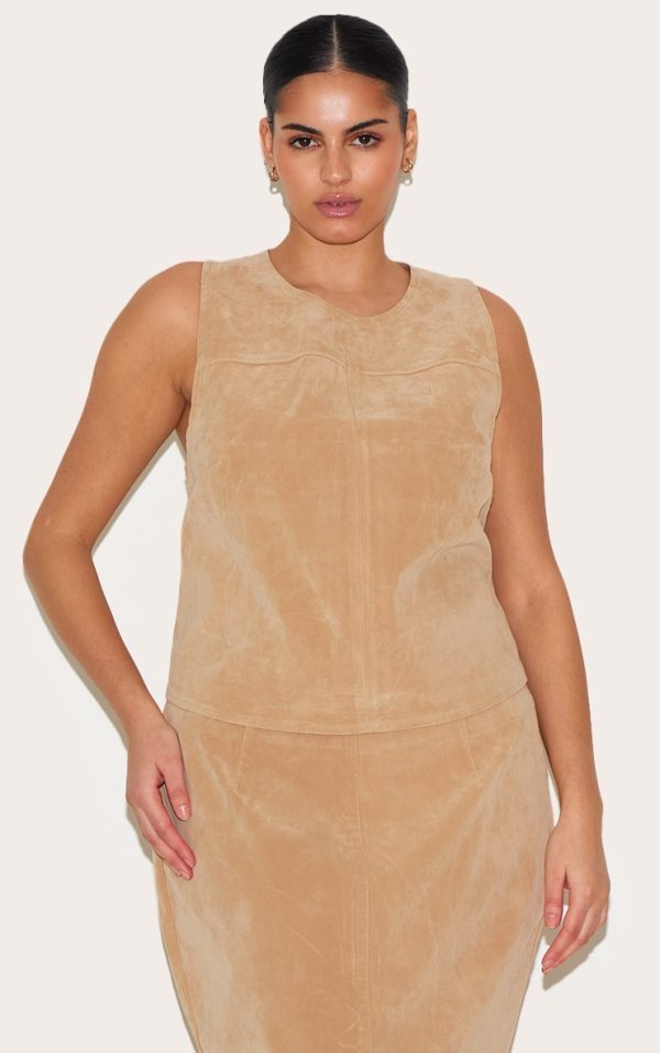 Plus Stone Faux Suede Shift Top