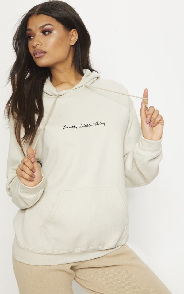 PRETTYLITTLETHING Sand Oversized Basic Sweat Hoodie