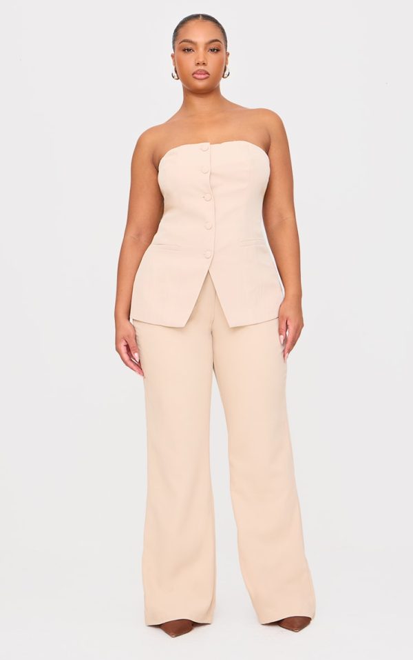 Plus Stone High Waisted Wide Leg Pants