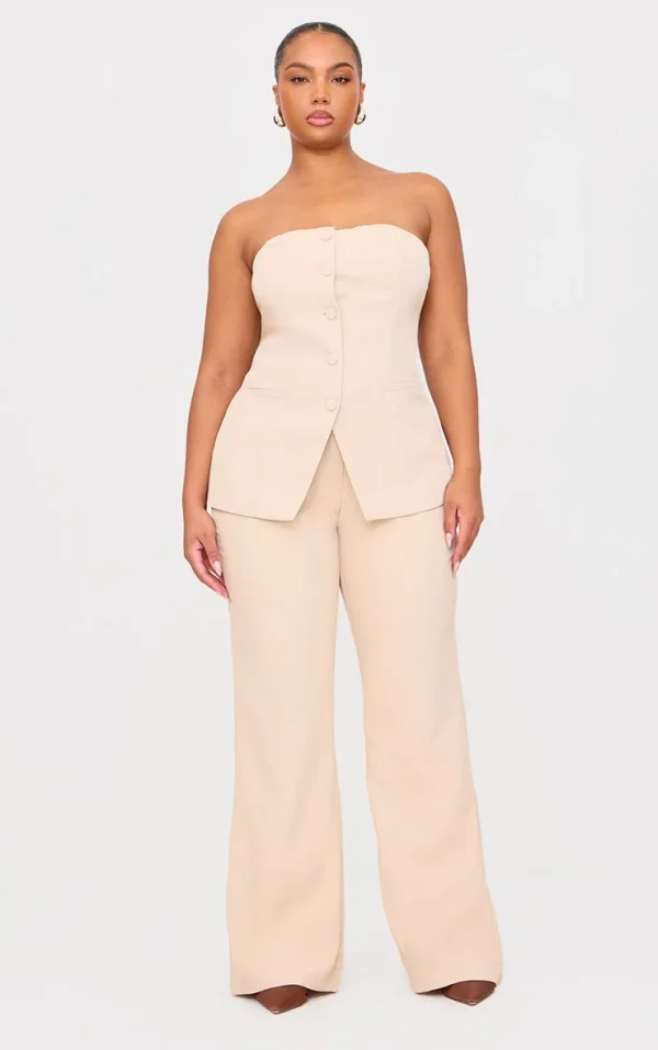Plus Stone High Waisted Wide Leg Pants