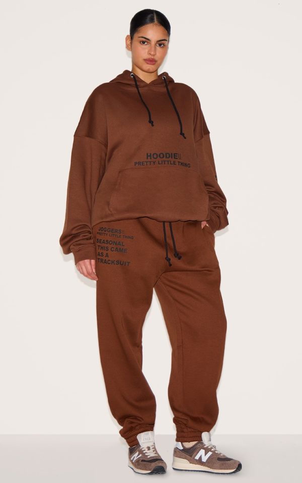 PRETTYLITTLETHING Plus Chocolate Graphic Print Sweatpants