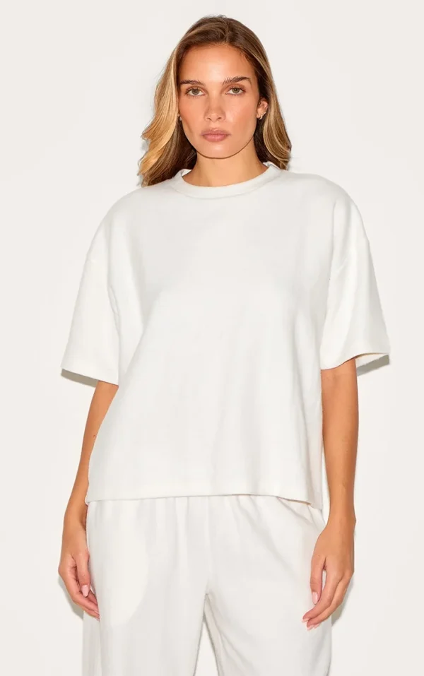 Cream Soft Touch Boxy T-shirt