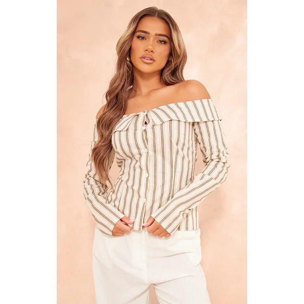 Ecru Bandeau Long Sleeve Shirt