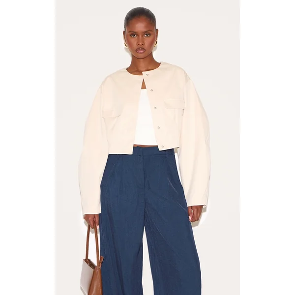 Ecru Cocoon Sleeve Cropped Blazer