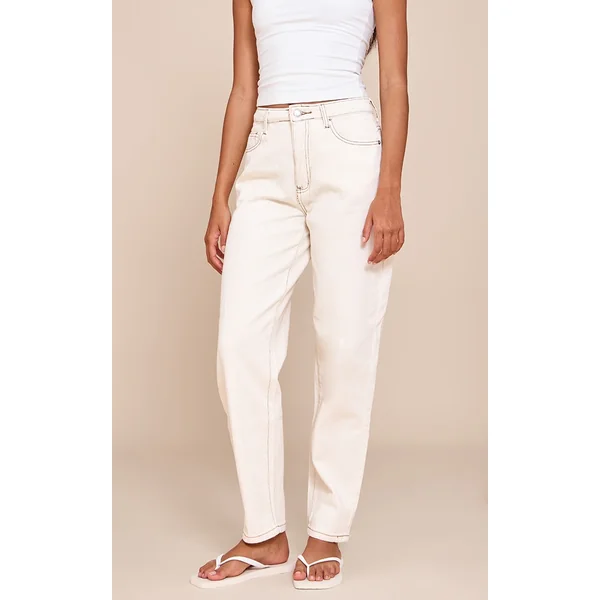Ecru High Waist Mom Jeans