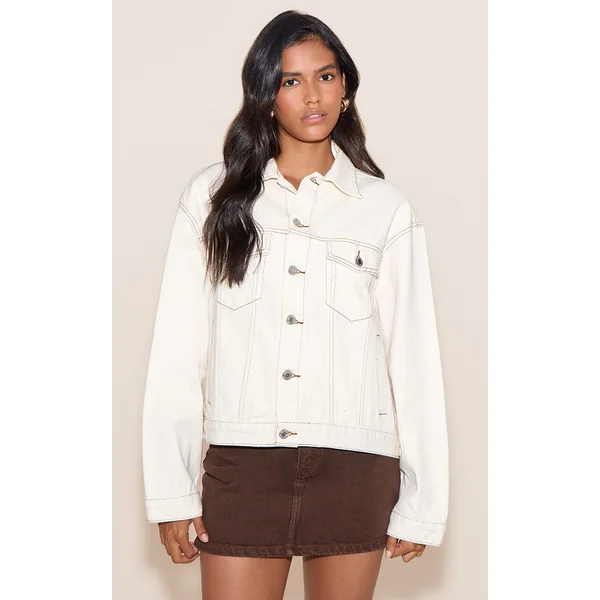 Ecru Oversized Classic Denim Jacket