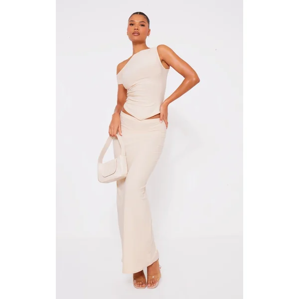 Ecru Soft Touch Low Rise Maxi Skirt