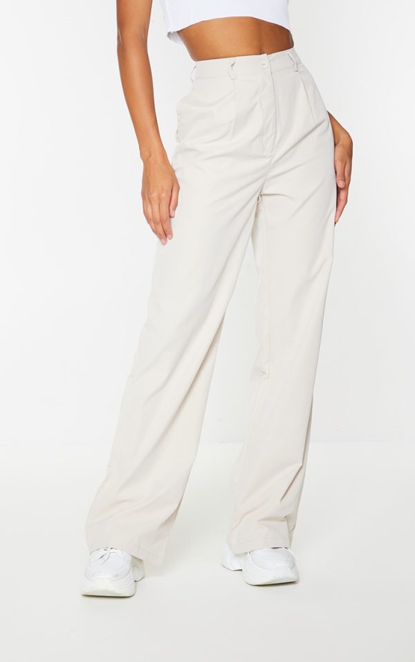Stone Peach Skin Straight Leg Pants