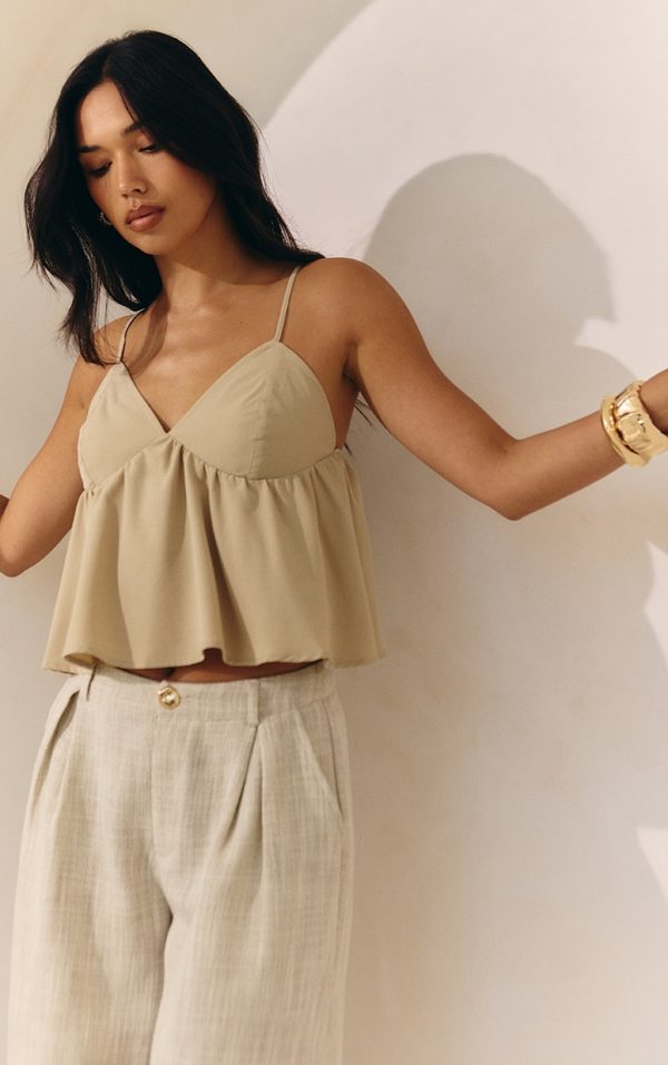 Beige Woven Floaty Cami