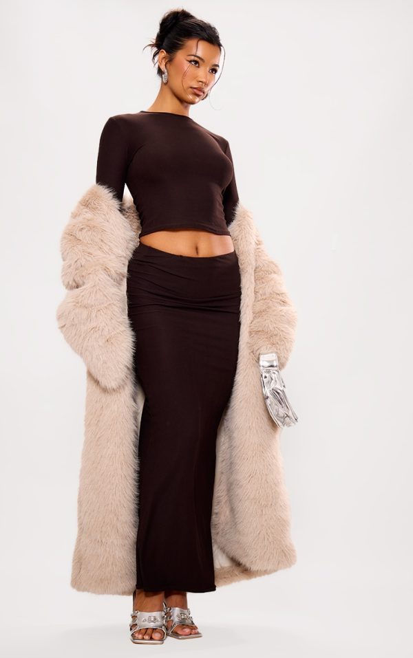 Chocolate Soft Touch Maxi Skirt