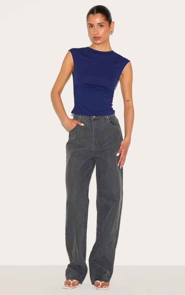 Tall Washed Grey High Waist Boyfriend Jeans