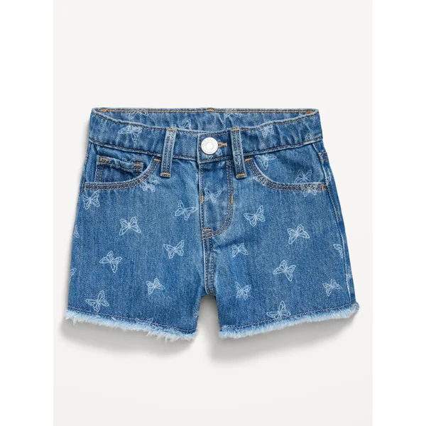 Embroidered Frayed-Hem Jean Shorts for Toddler Girls - Butterflies