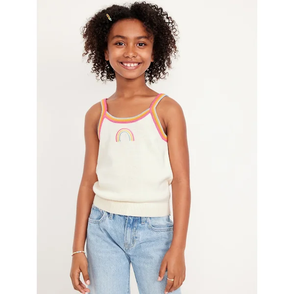 Embroidered Sweater Tank Top for Girls - Creme De La Creme