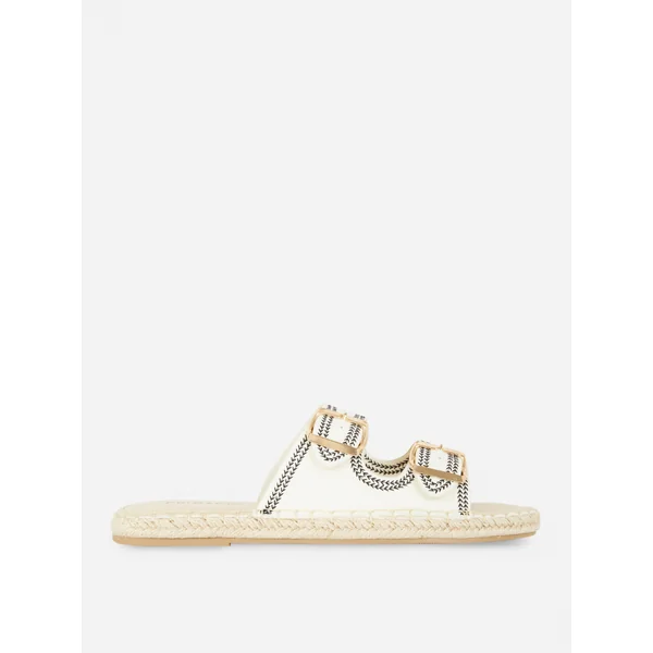 Espadrille Buckle Mules - Ivory