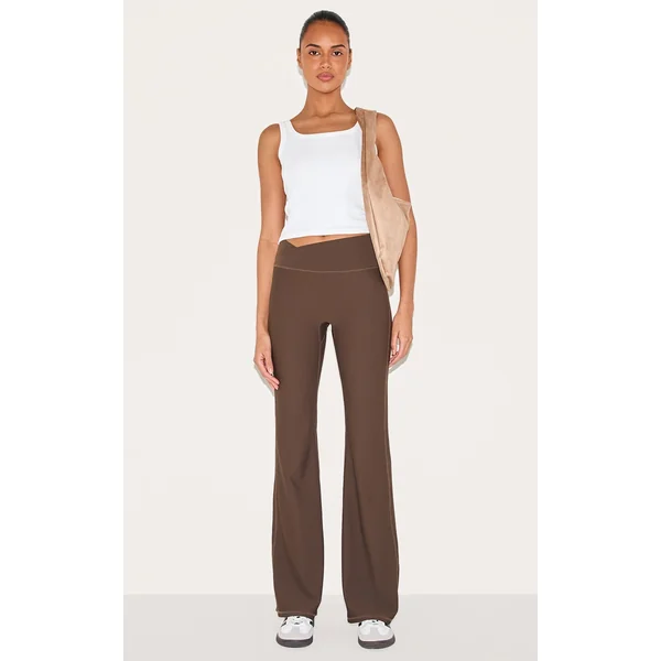 Espresso Ribbed Cross Waist Yoga Pants