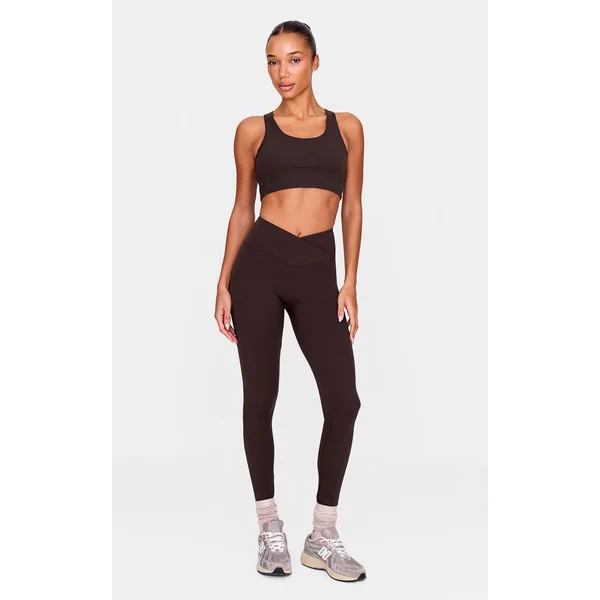 Espresso Sculpt Wrap Waist Gym Leggings
