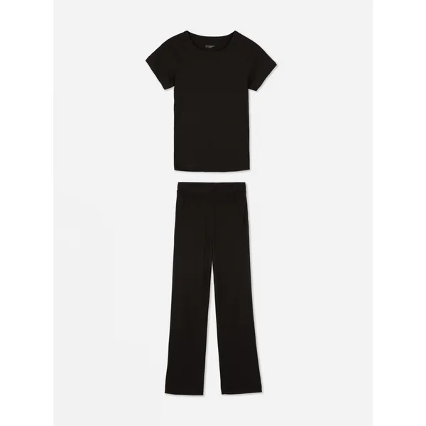 Essential Jersey Knit Pajama Set - Black