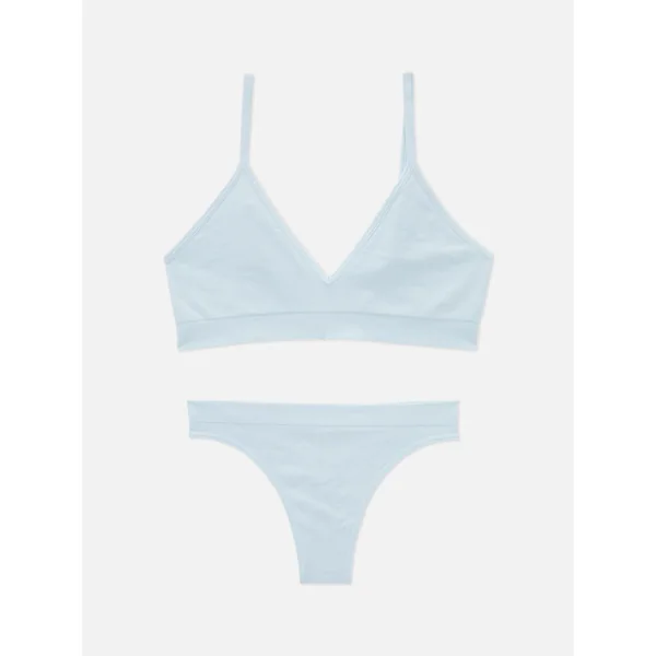 Essential Triangle Bra Underwear Set - Light Blue