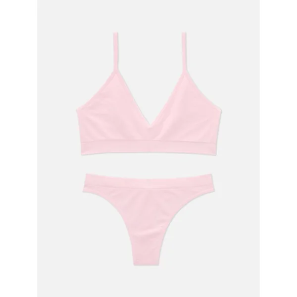 Essential Triangle Bra Underwear Set - Pink