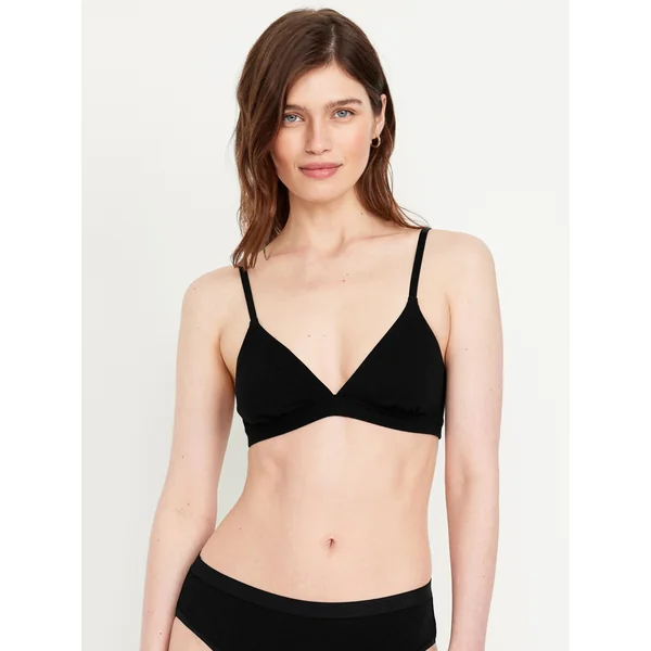 Everyday Cotton Triangle Bralette - Black Jack