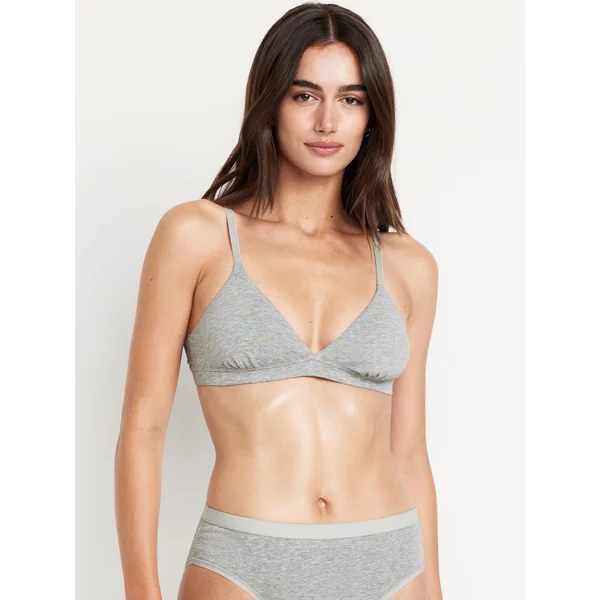 Everyday Cotton Triangle Bralette - Heather Gray