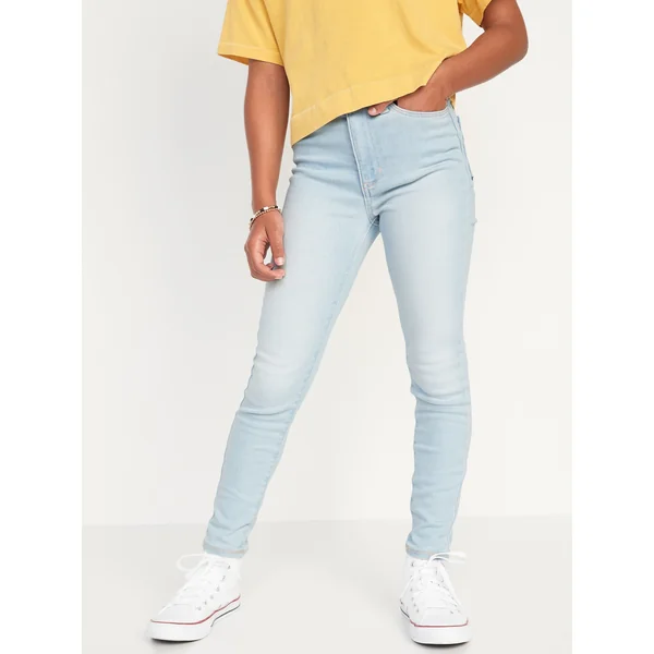 Extra High-Waisted Rockstar 360° Stretch Jeggings for Girls - Light Wash