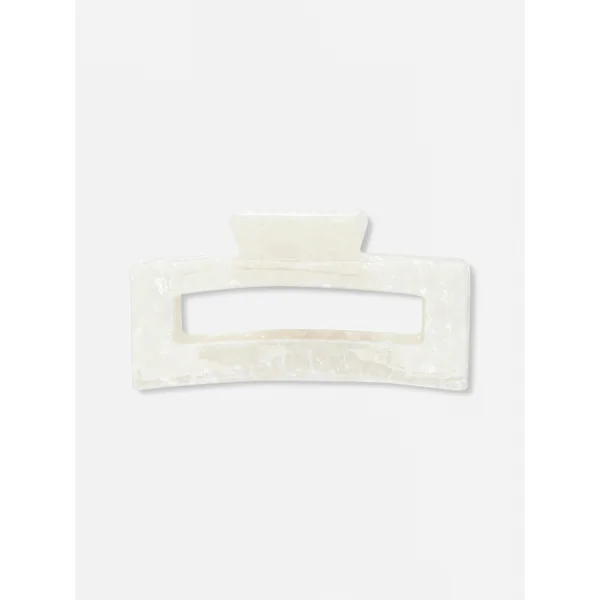 Extra Large Rectangle Hair Claw - White