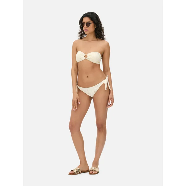 Eyelet Bandeau Bikini Top - Cream